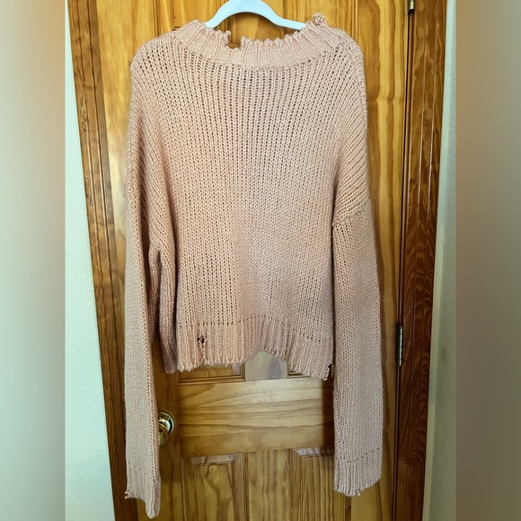 Show Me Your Mumu Distressed Sweater Pink Size XL - Picture 6 of 9